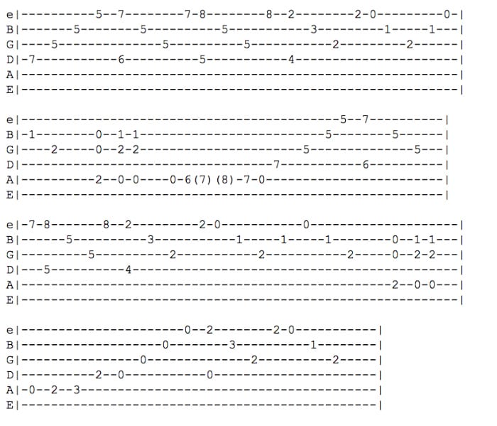 Stairway To Heaven acoustic guitar tabs 